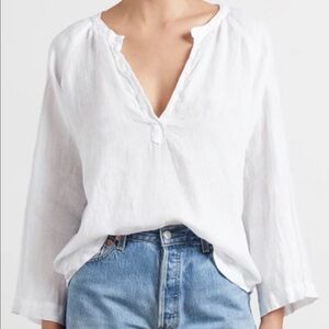 CP Shades White Livia Deep V Neck Tunic‎ Top - Medium